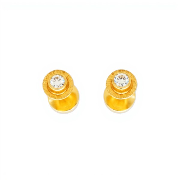 Abridores Zirconia blanca-Oro 18k-Piedra Zirconia-AB9526 conpiedra