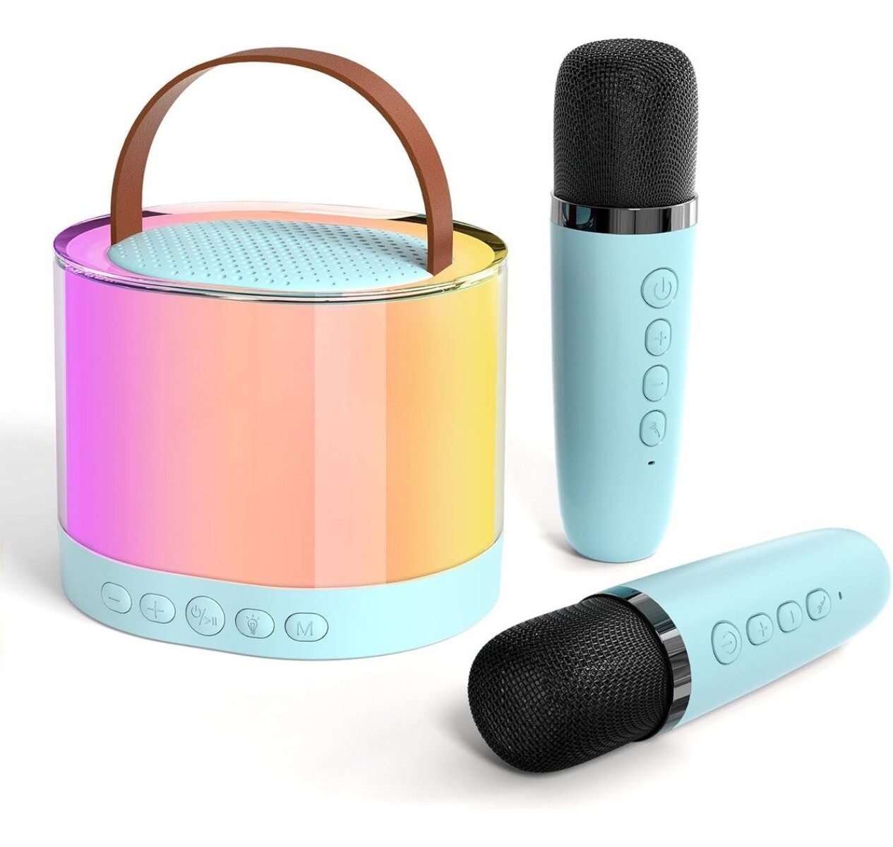 Parlante Set Karaoke Portátil X2 Micrófonos Bluetooth Led Ax - Variante Color Azul 