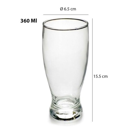 Vaso Cervecero Tragos Agua Refresco Bebidas en Vidrio 360Ml Transparente