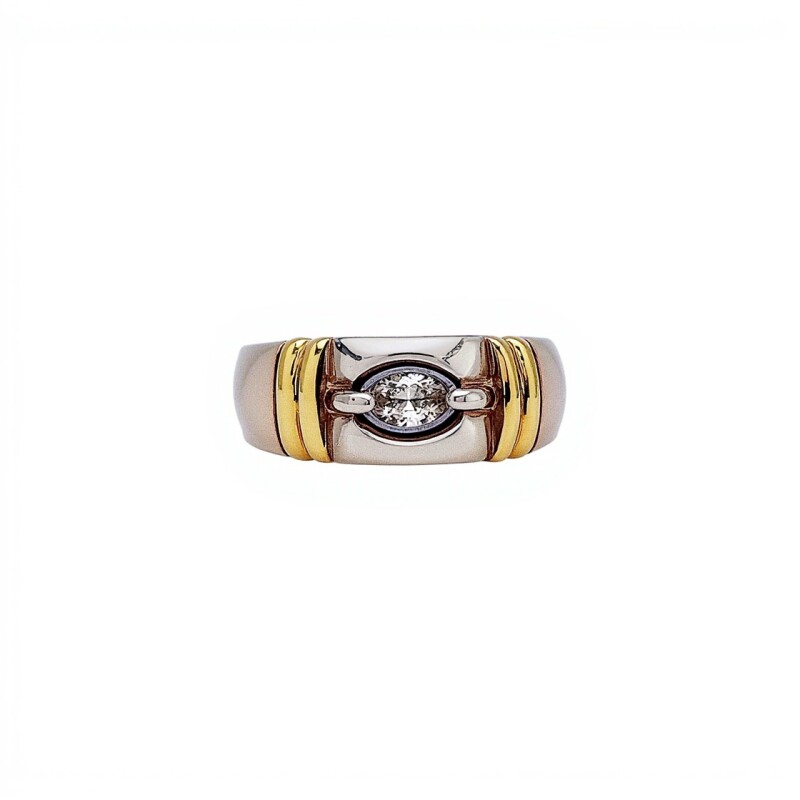 Anillo Solitario bombe- Plata y Oro-Sin piedra-AN5946 sinpiedra