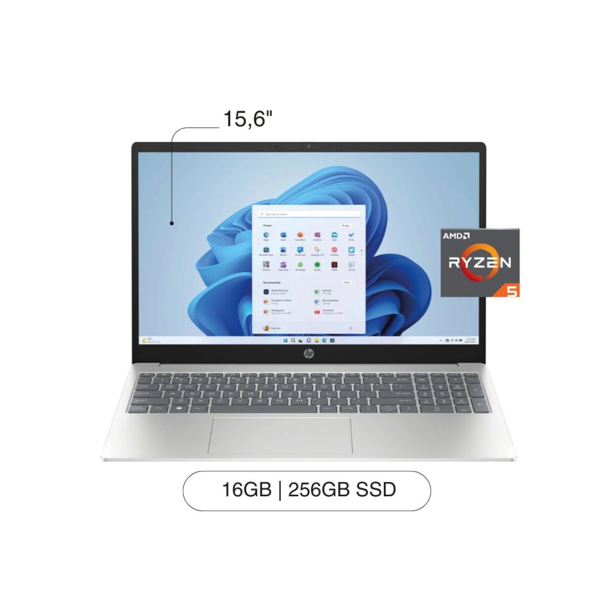 Notebook HP Pavilion 15.6'' FHD 256GB SSD / 16GB Ryzen 5 W11 - Silver 