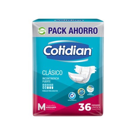 PAÑALES PARA ADULTOS COTIDIAN CLASICO TALLE M X 36 001