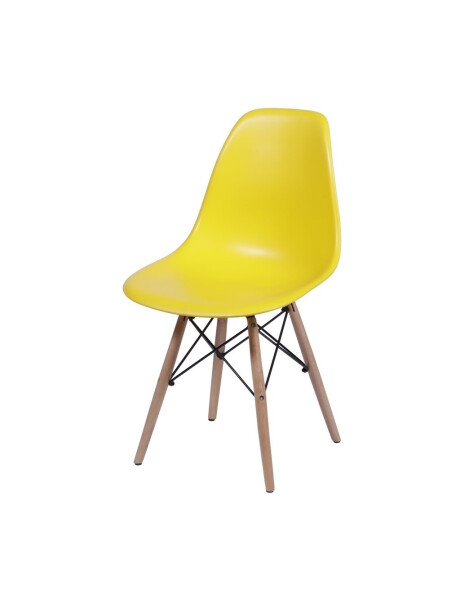 SILLA EAMES COMEDOR CON BASE EN MADERA AMARILLA SILLA EAMES COMEDOR CON BASE EN MADERA AMARILLA