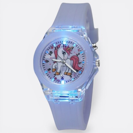 Reloj Unicornio Infantil De Pulsera Con Luz Colores Lila