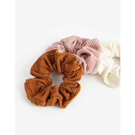 Set De Scrunchies De Corderoy Combinacion Tricolor