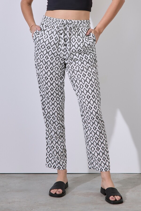 Pantalon Printed BLANCO/NEGRO