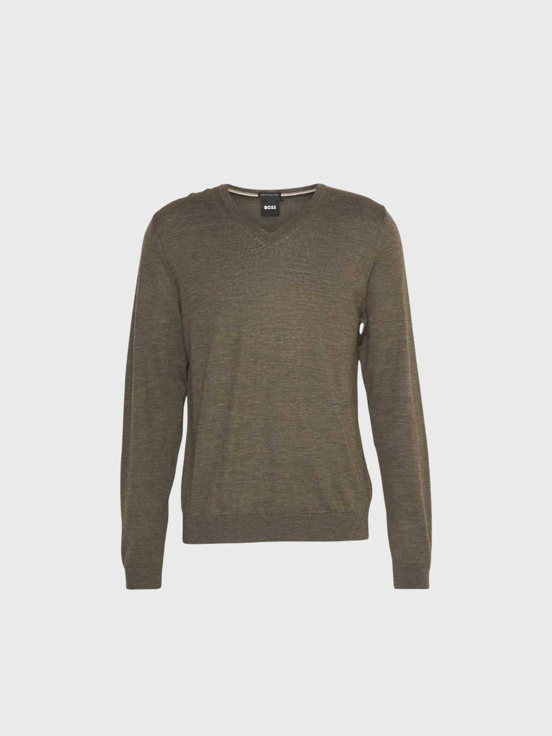 BOSS -Buzo cuello V de lana virgen, slim fit, MELBA-P Verde Musgo