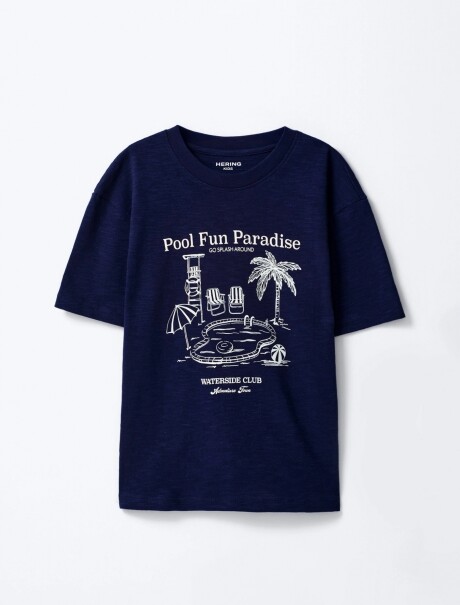 CAMISETA MANGA CORTA INFANTIL CON ESTAMPA AZUL
