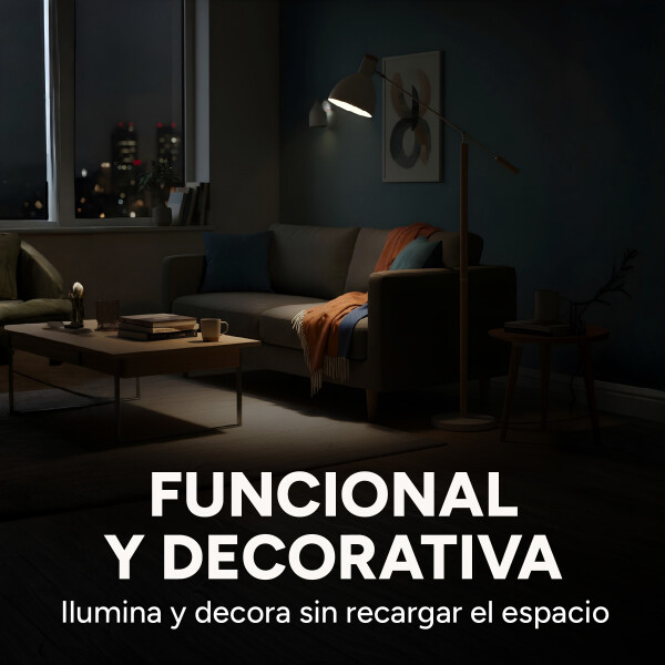 Lampara De Pie Moderna Metal Madera Minimalista 158Cm Color Blanco