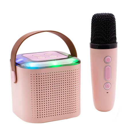 Parlante Portátil con Micrófono Inalámbrico y Luces Rgb ROSA
