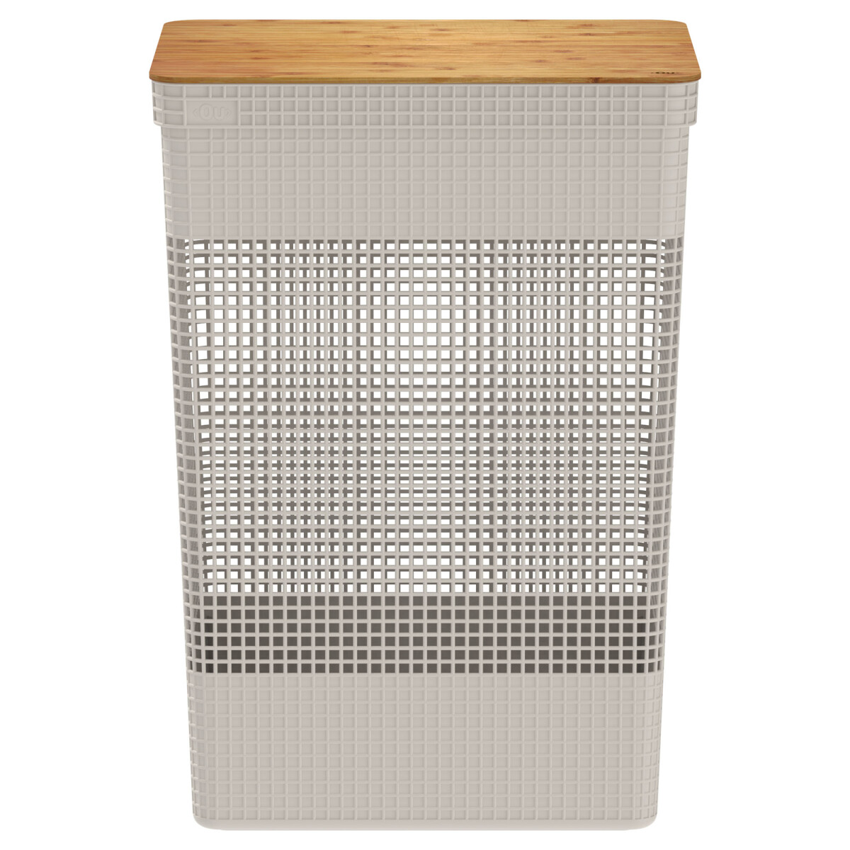 CESTA C/TAPA BAMBÚ - PLASTICO-RECICLADO NATURAL-BEIGE GRID 49L 