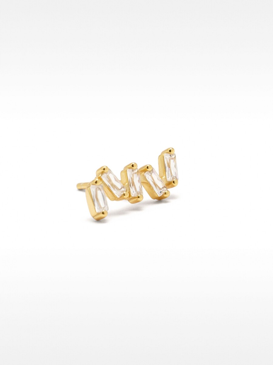Pendientes Zigzag Con Cristales - Plata De Ley 925 dorado
