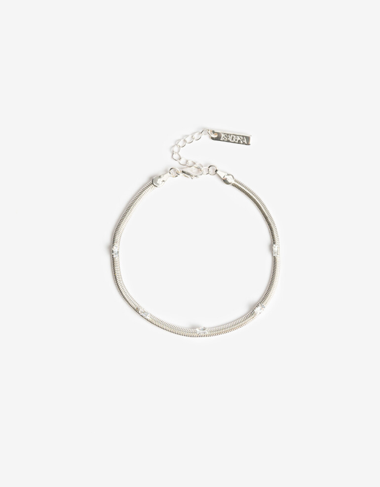 Pulseras Flexibles Strass Pulsera Flexible Con Cubic Zirconia - Plateado