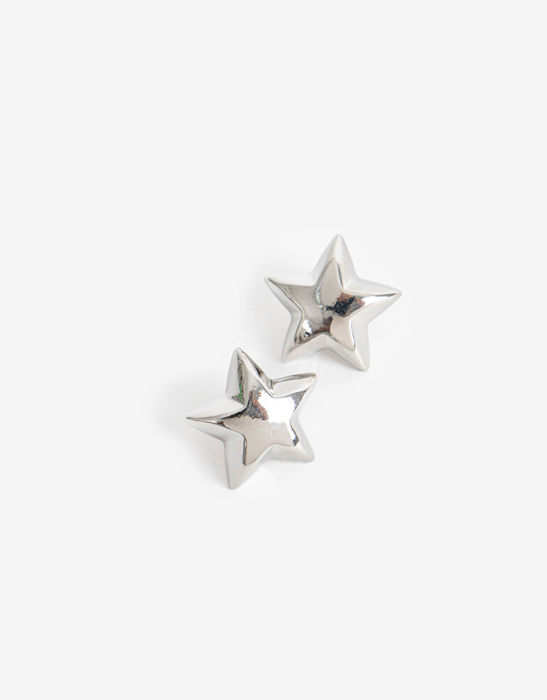 Aros Pasantes Metal Aros Pasantes Estrellas - Plateado Rodio