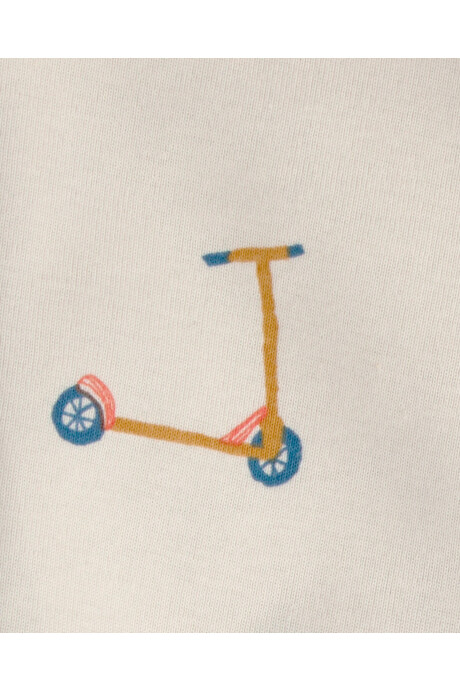 Monito corto de algodón, color crema, diseño monopatines Sin color