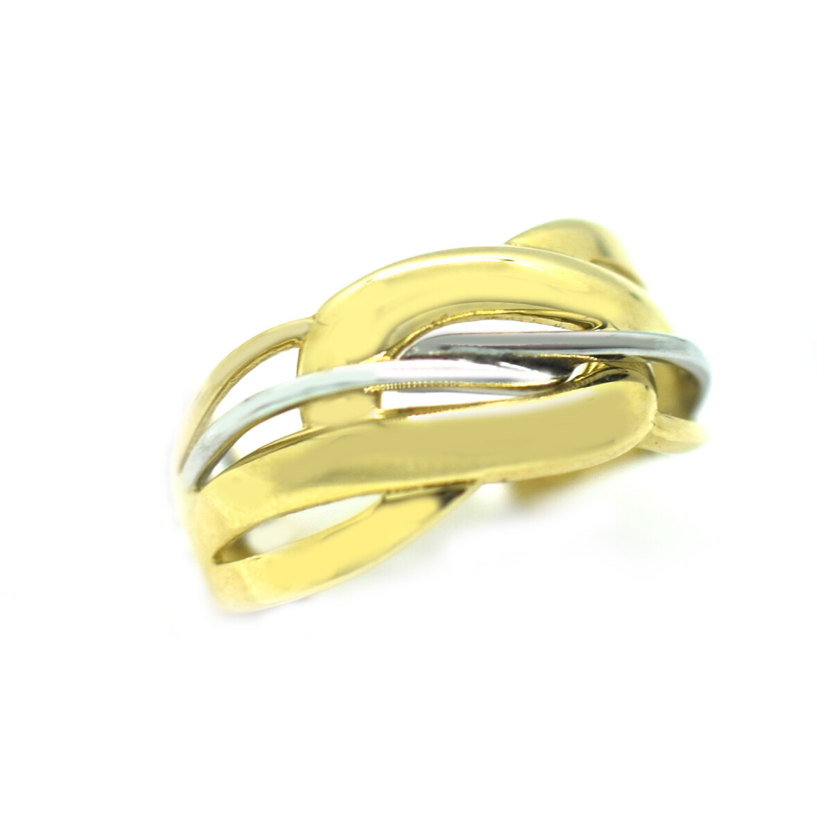 Anillo en Oro 10 Kilates 2 Colores Cruzado 