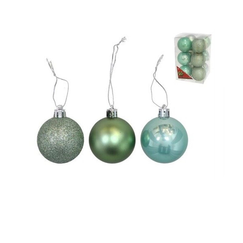 Esferas de Navidad Verde Menta 6 cm – Caja x12 GE BOLA NAVIDAD X 12 CAJA VERDE MENTA 6CM