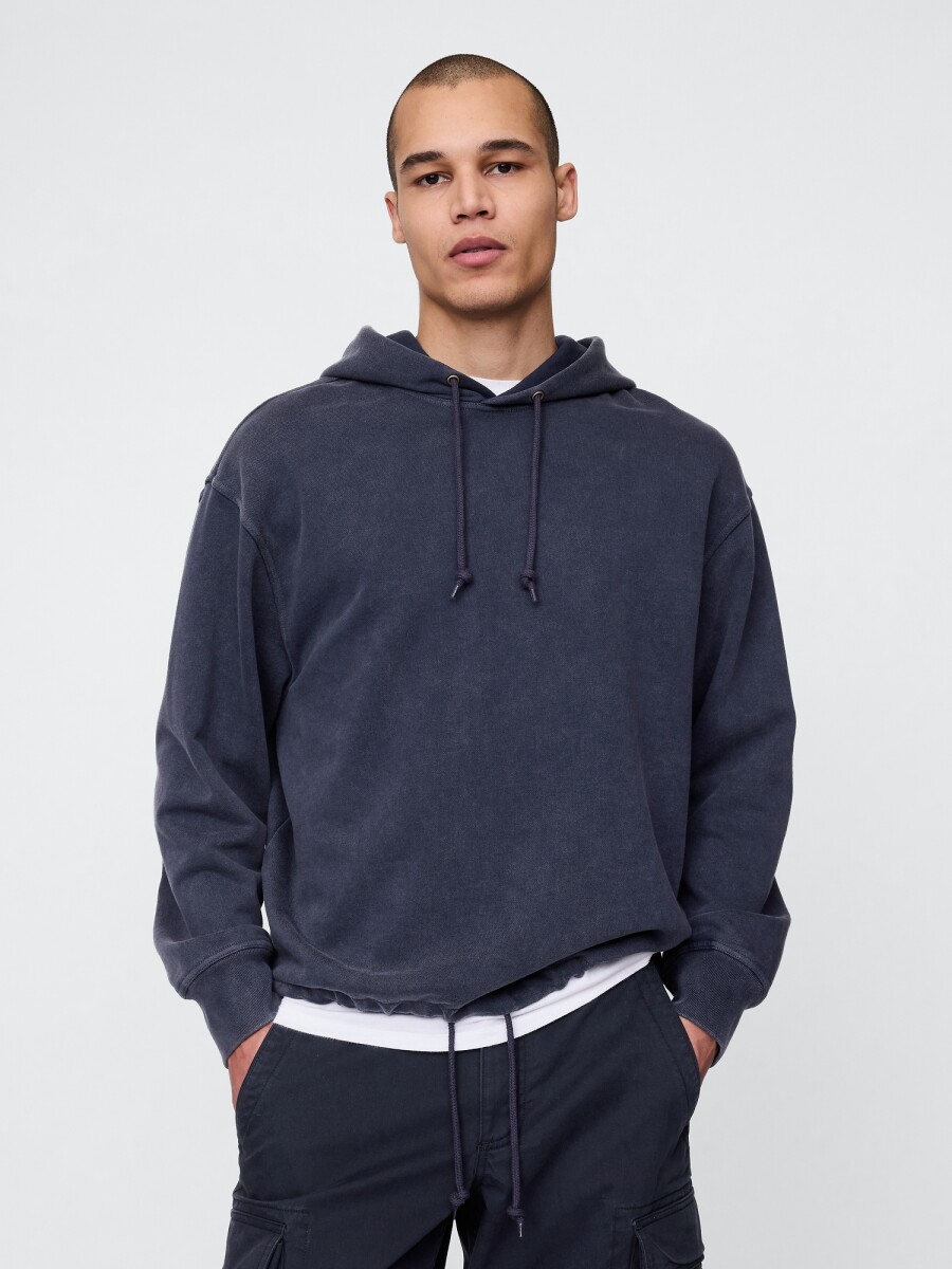 Buzo Canguro Logo Gap Poncho Hombre - Navy Uniform 