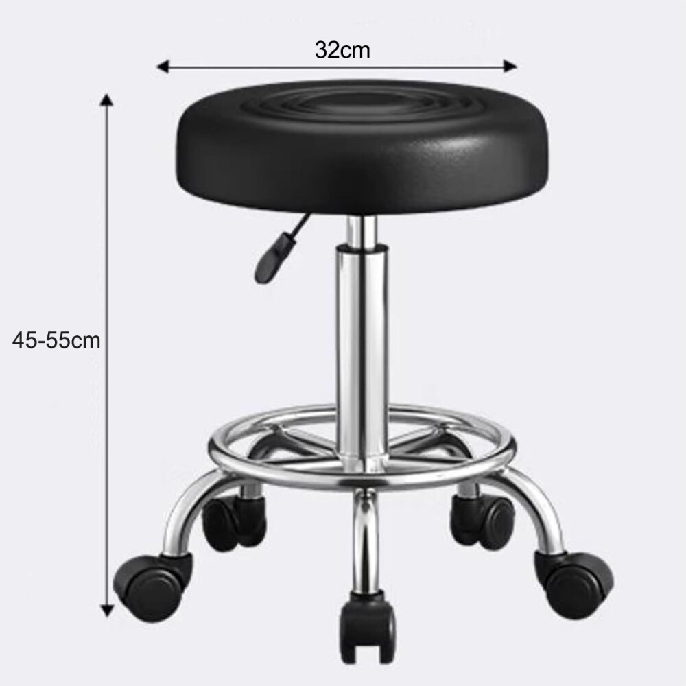 Banquito Giratorio Taburete Ajustable Rueditas Peluquería Negro
