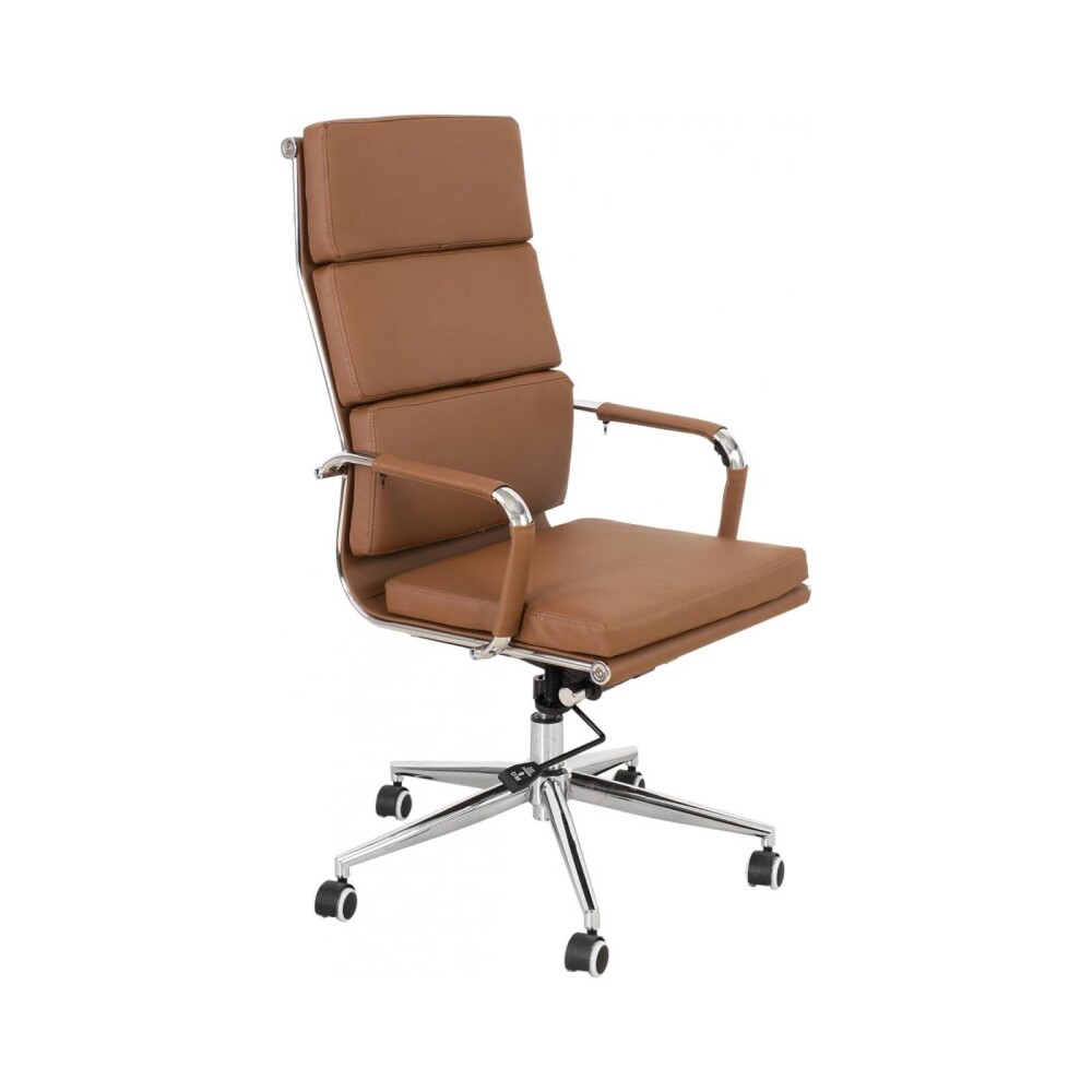 SILLA DE ESCRITORIO PU-Y-ACERO MARRON D-105