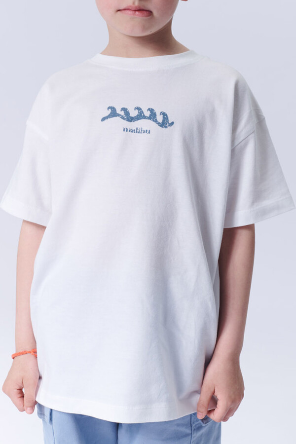 Remera Estampa Olas Blanca