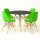 Juego de comedor Con Mesa Circular de 80cm + 4 Sillas Eames Verde/Negro