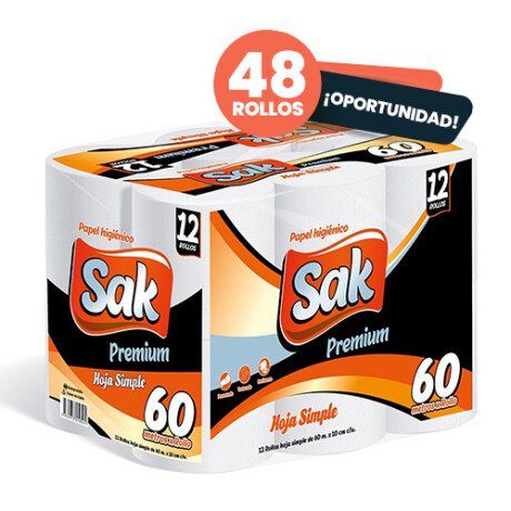 PAPEL HIGIÉNICO SAK PREMIUM 60 METROS X 12 UNIDADES 001