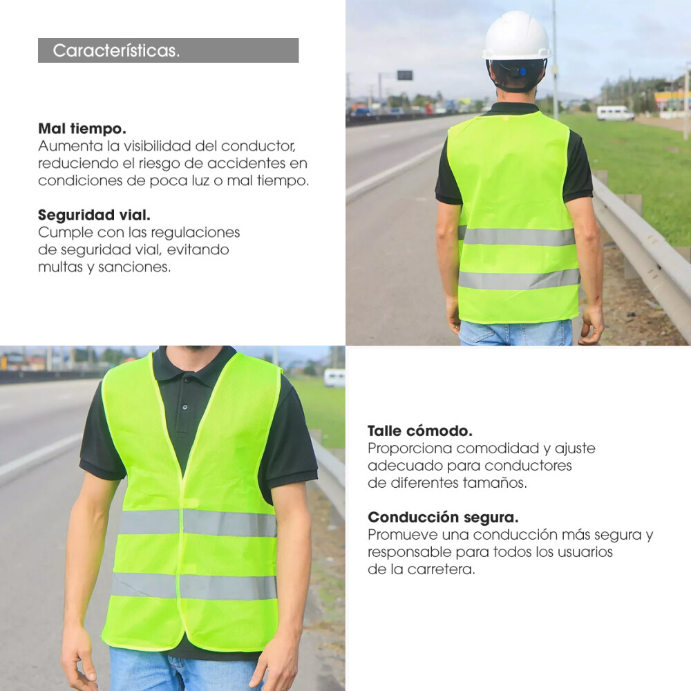 Chaleco Reflectivo Moto Reglamentario Fluo Seguridad Talle XXXL