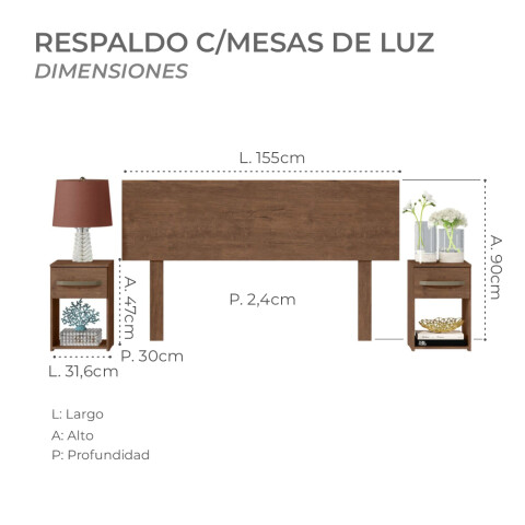 Combo Respaldo, 2 Mesas de Luz y Cómoda - MDP - Dakar Combo Respaldo, 2 Mesas de Luz y Cómoda - MDP - Dakar
