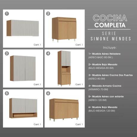 JUEGO MODULAR PARA COCINA INCLUYE AEREOS BAJO MESADA Y TORRE GAMAS DE BEIGE
