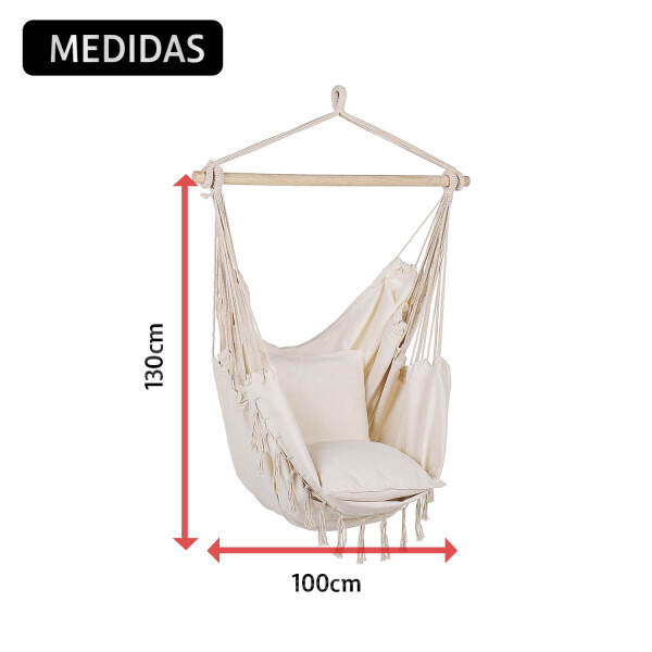 Hamaca Paraguaya Sillon Colgante Almohadones Soporte Madera Jardin Patio Imback Color Beige Hamaca Paraguaya Sillon Colgante Almohadones Soporte Madera Jardin Patio Imback Color Beige