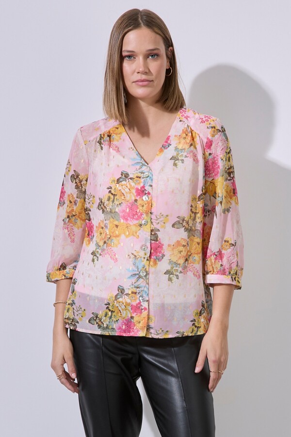 Blusa Gasa Lurex ROSA/MULTI