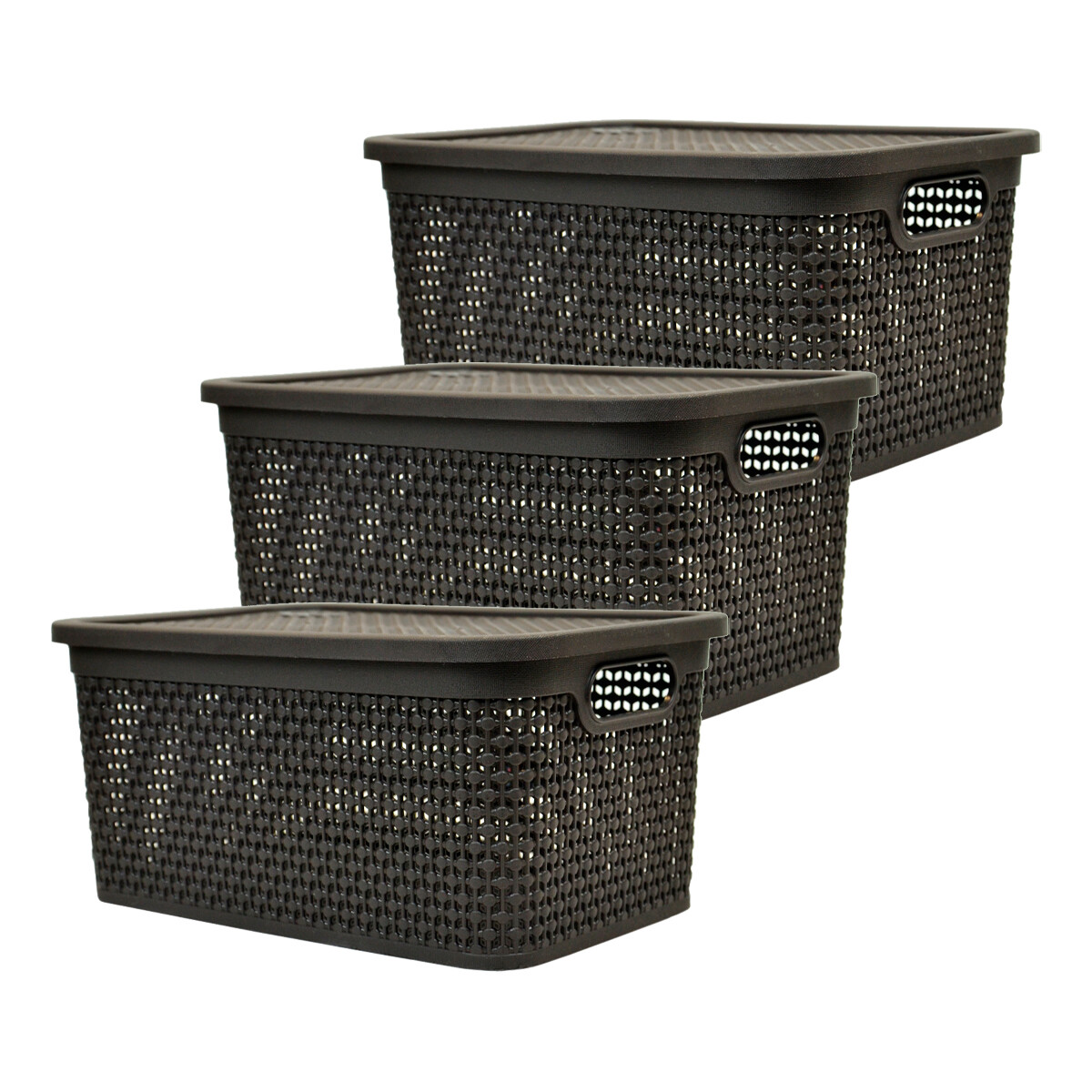 Set x3 Caja simil ratán - CHOCOLATE 