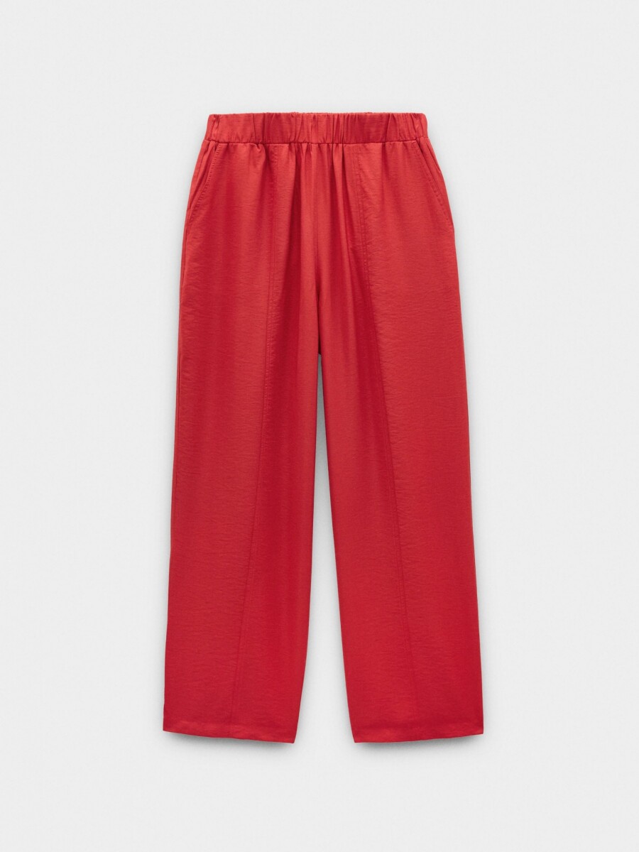 Pantalón Con Cintura Elástica Efecto Arrugado rojo
