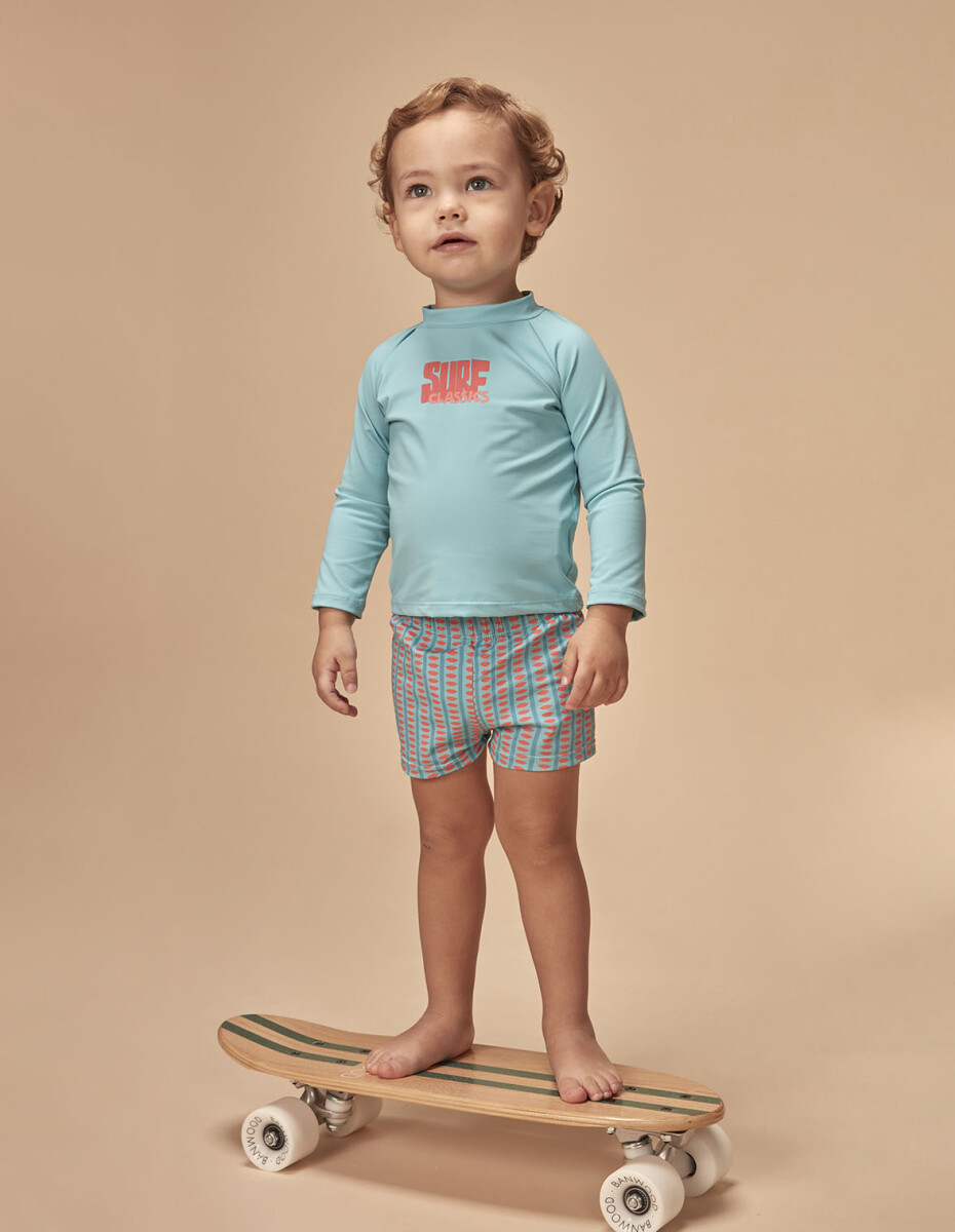 Traje De Baño Estampado Retro - Verde Agua 