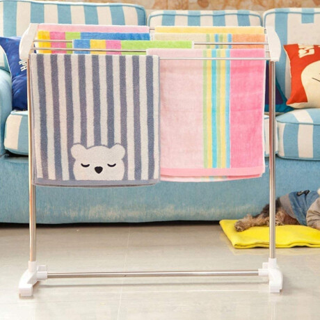 Tendedero Toallero de Piso Móvil para Ropa en Acero Inox Plateado