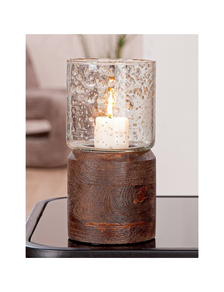 FAROL DE MADERA MANGO D10x21CM MARRON TRANSPARENTE FAROL DE MADERA MANGO D10x21CM MARRON TRANSPARENTE