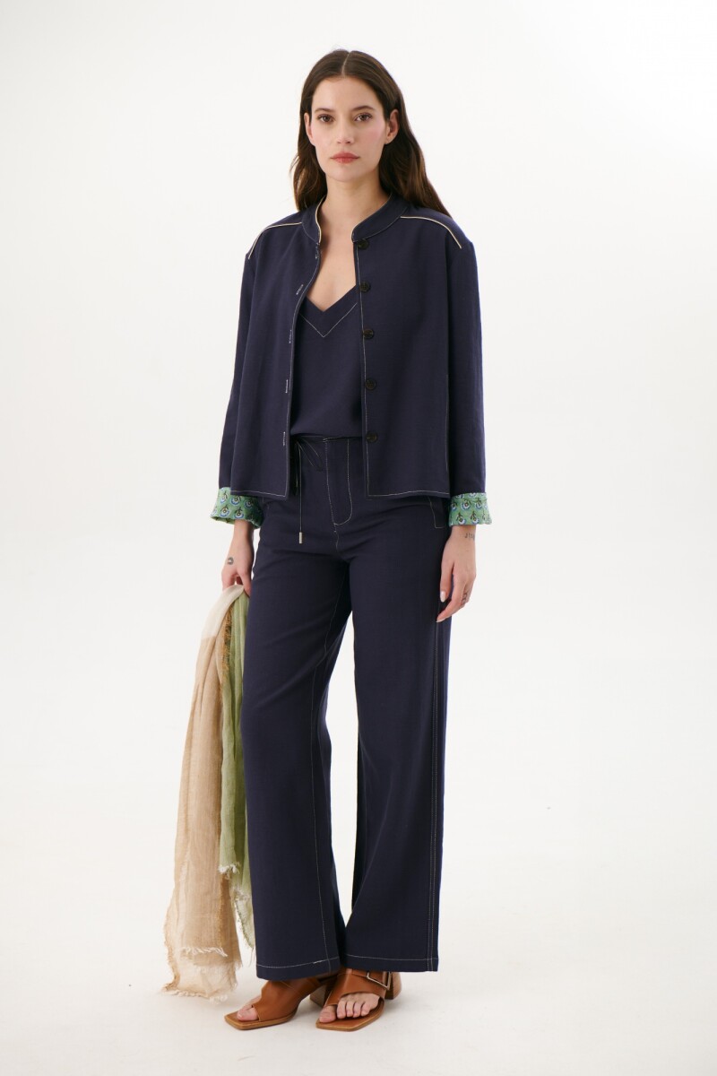 CHAQUETA LINO ART AZUL