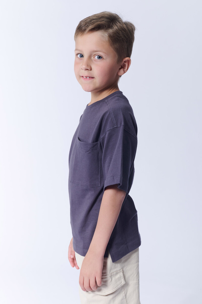 Remera Oversize Bolsillo Gris
