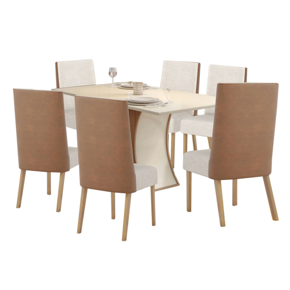 Juego de comedor mesa y 6 sillas tapizadas Juego de comedor mesa y 6 sillas tapizadas