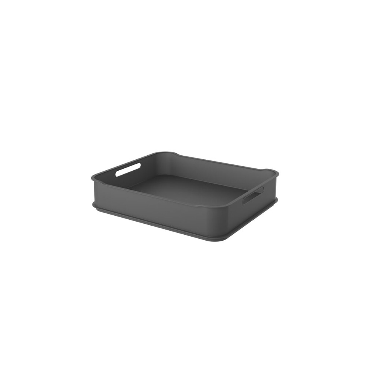 CANASTO PLASTICO RECT 38x32x8CM GRIS OSC. COZA 