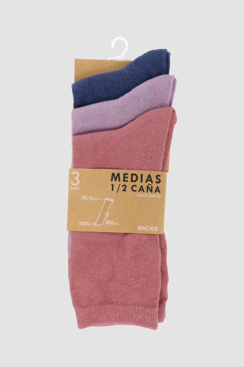Pack de tres medias lisas. de algodón. en varios colores sur Variante 9