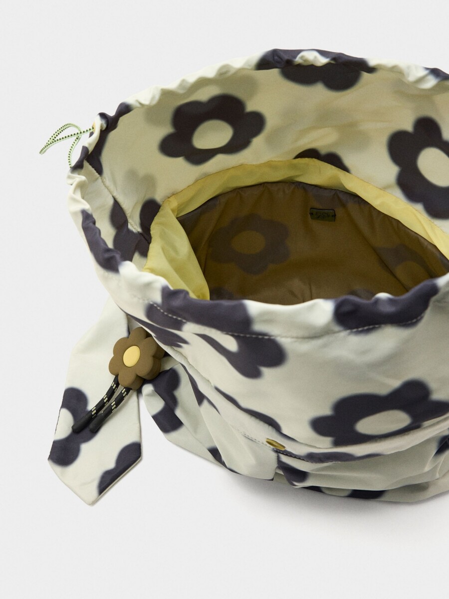 Bolso De Hombro De Nylon Estampado Floral M crudo