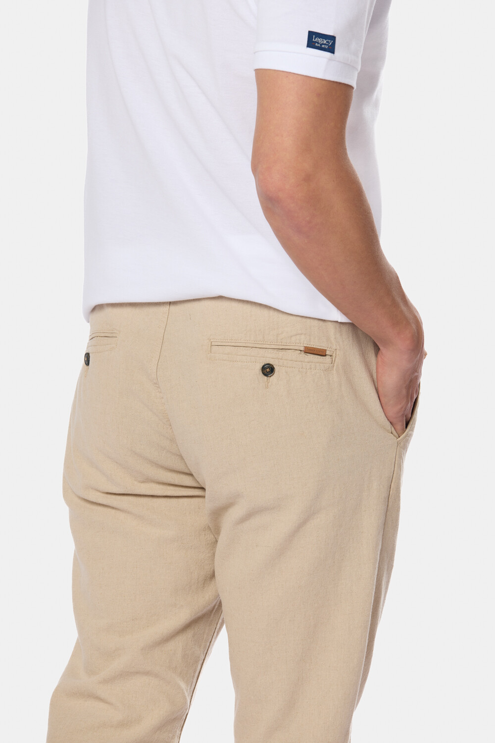 PANTALÓN DE LINO CON CINTURA ELASTIZADA Beige