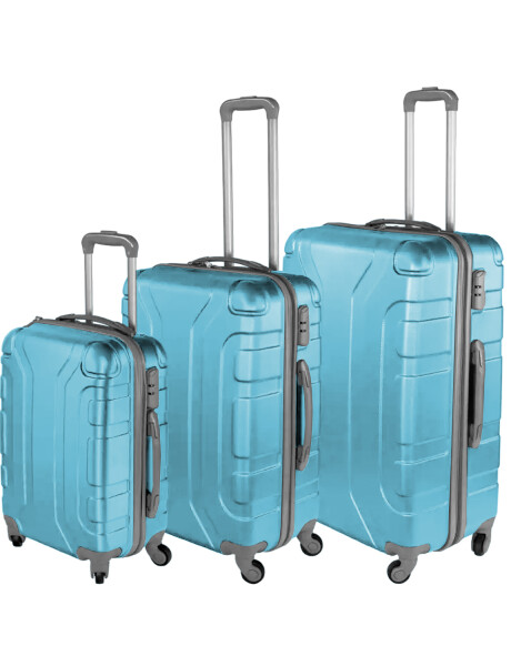 Set de 3 valijas de viaje rígidas Arye con ruedas Celeste