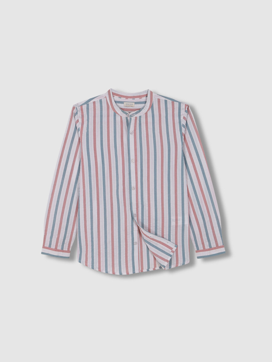 Camisa De Rayas Azul Claro