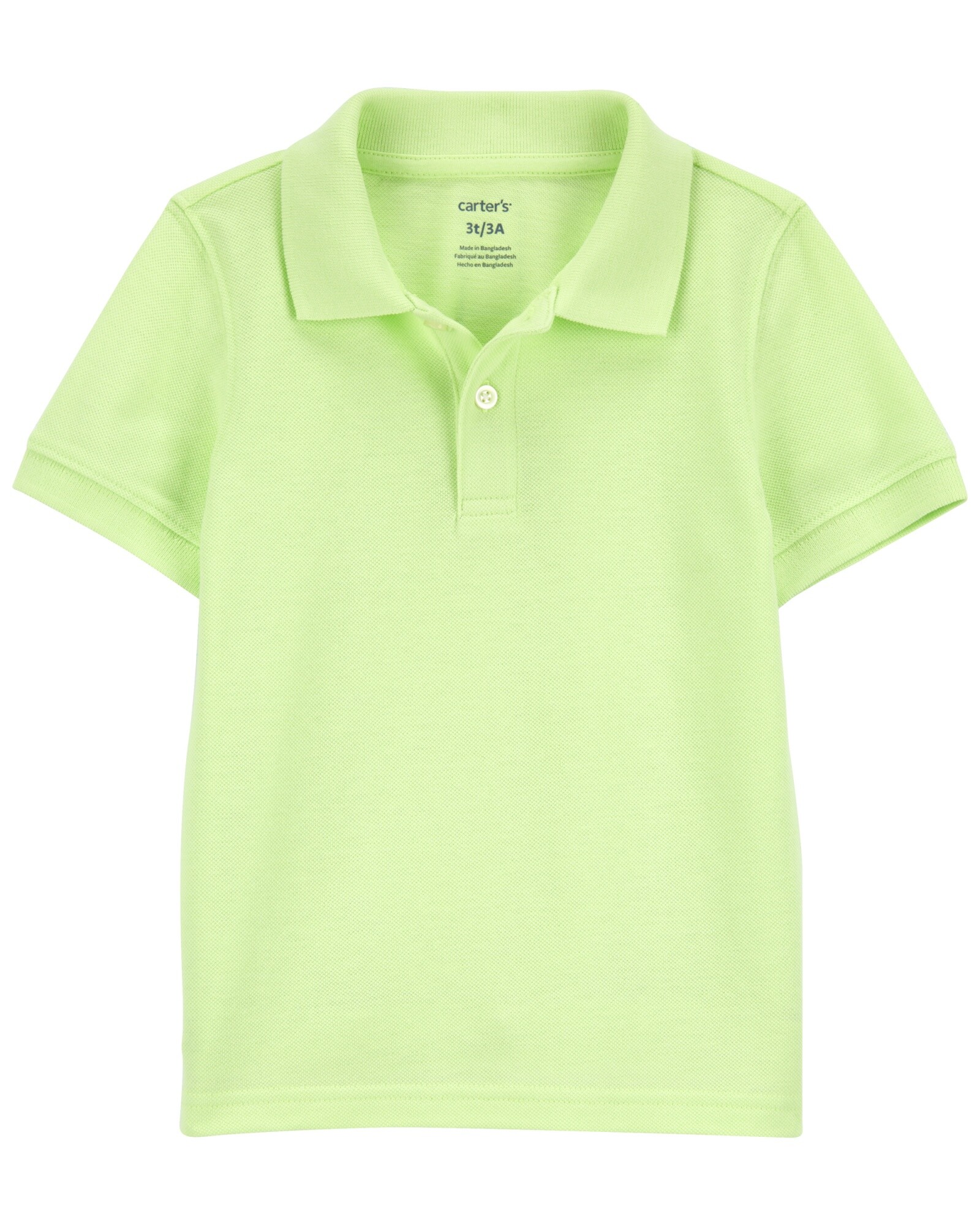 Remera polo de algodón, manga corta, verde lima Sin color