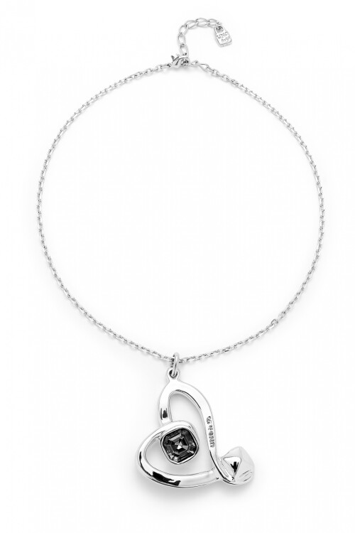 COLGANTE MEDIANO DE ALEACIÓN DE METALES CON BAÑO EN PLATA DE LEY Y CORAZON CON CRISTAL FACETADO Colgante