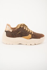 Zapatilla Cuero Combinada Marrón