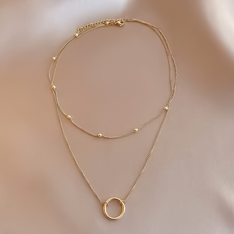 Collar de Colgante con Aro de Acero Inoxidable con Cadena Chapada en Oro Collar de Colgante con Aro de Acero Inoxidable con Cadena Chapada en Oro